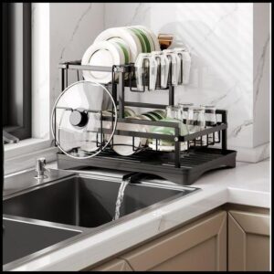 Escorredor de Louças Rack Aço Carbono Organizador Preto