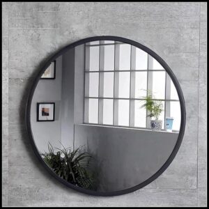 Espelho Redondo Com Moldura Metalizada Rosê, Dourada, Preta, Prata, Decoração Moderna Chique barato