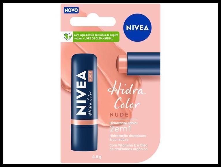 Hidratante Labial Nivea Hidra Color 2 em 1 Nude 4,8g