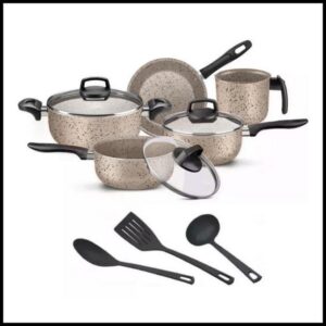 Jogo De Panelas 8 Peças Teflon Antiaderente C Tampa De Vidro