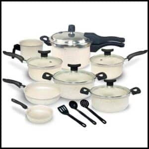 Jogo de Panelas Teflon Munique 11 Pçs com Panela de Pressão fechamento externo de 2.5L