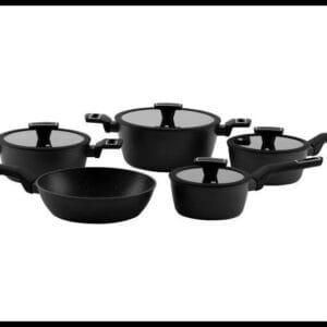 Jogo de Panelas Brinox Revestimento Cerâmico Preto 5 Peças Carbon Ceramic Life