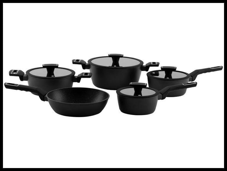 Jogo de Panelas Brinox Revestimento Cerâmico Preto 5 Peças Carbon Ceramic Life