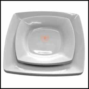 Kit 12 Pratos Quadrados 6 Pratos p/ Refeição + 6 Pratos p/ Sobremesa