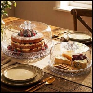 Kit Boleira e Queijeira Mesa Posta Glamour Acrílico com Tampa Decoração