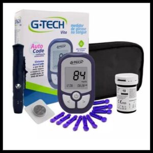 Kit Medidor De Glicose VITA Completo G-Tech Com Tiras + Lancetas + Caneta Lancetadora