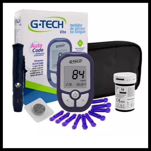 Kit Medidor De Glicose VITA Completo G-Tech Com Tiras + Lancetas + Caneta Lancetadora