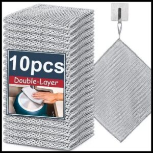 Kit10 Pano De Fio Prateado Lavar Louça De Aço Dupla Face Substitui Bola Não Gorduroso Esfregão metal