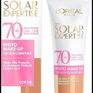 L'Oréal Paris Solar Expertise Efeito Make-Up Protetor Solar com Cor FPS 70 Cobertura de Maquiagem por até 12h