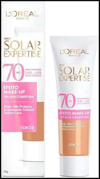 L'Oréal Paris Solar Expertise Efeito Make-Up Protetor Solar com Cor FPS 70 Cobertura de Maquiagem por até 12h