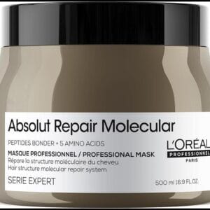 L'Oréal Professionnel Máscara Absolut Repair Molecular, Repara os Danos & Recupera a Força, Maciez & Desembaraço, Para cabelos danificados e muito danificados
