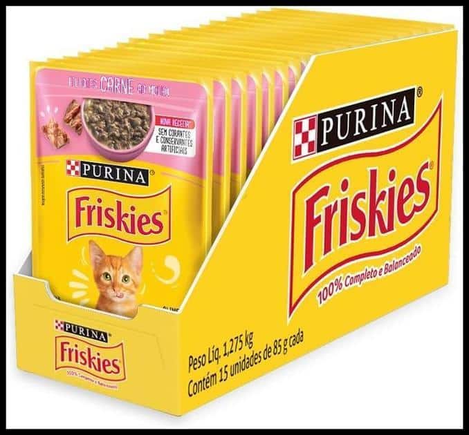 Pack Ração Friskies Filhotes Carne Ao Molho Com 15 Sachês 85g