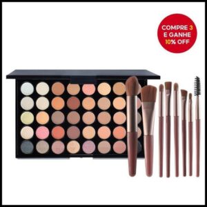 Paleta de Sombras com 40 Cores - Acabamento Matte e Shimmer, Alta Pigmentação, Efeito Esfumado e Longa Duração.