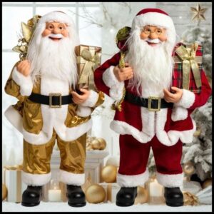 Papai Noel Luxo Decorações Natal em pé 60cm Boneco Papai Noel presentes enfeites natalinos