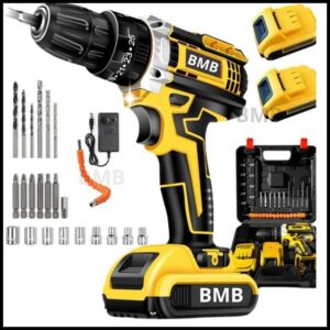 Parafusadeira e Furadeira 48V Recarregável com 2 Baterias Maleta Kit Completo Bivolt Uso Doméstico e Profissional