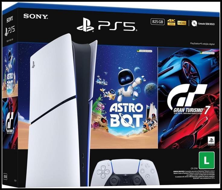 PlayStation®5 Slim Digital 825GB Pacote ASTRO BOT e Gran Turismo 7