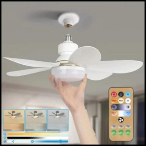 Ventilador de teto Com Luz para Pequenos Espaços (6 Hélices) Controle Remoto Bivolt LED 110V-220V