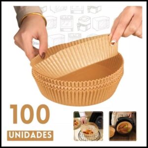 Forma De Airfryer Descartável Redondo Antiaderente Para Cozimento Papel Fritadeira Cozimento