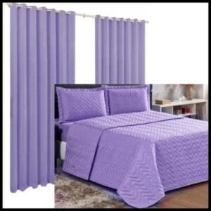 Kit Quarto 4 Peça - Cobre leito Império + Cortina Roma 3 metros + 2 Porta travesseiro Jogo de cama Decoração de quarto