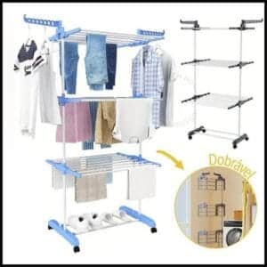 Varal De Chão Roupa Calcinha Prateleiras 3 Andares Dobrável Portátil