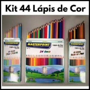 Kit 44 Lápis de Cor (24 CORES + 10 Cores Tom Pastel +10 Cores Tons de Pele) Escolar Sextavado