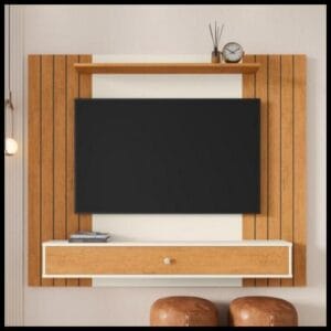 QUEIMA DE ESTOQUE - Painel para Tv sala quarto escritório até 43 polegadas Berlim - Off White Nature