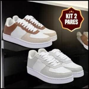 Kit 2 Pares: Tênis Feminino e Masculino - Leveza e Estilo - Tam 33 a 43 - Uso Duradouro