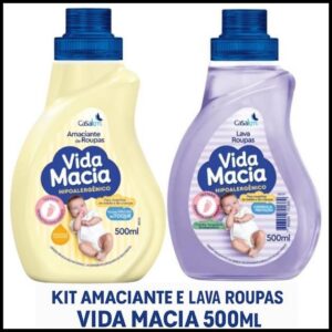 Kit Lava Roupa liquido e Amaciante de Roupa Vida Macia 500ml