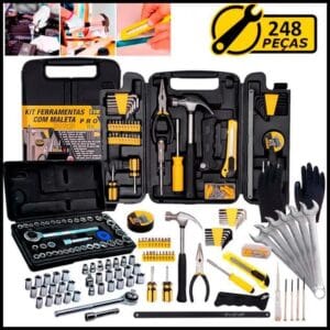 Kit Jogo Ferramentas 248 Peças Maleta Serviço Gerais Soquetes Chaves Combinada Luva Pigmentada