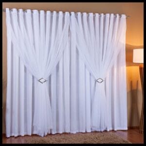 Cortina Luxo Voil com Forro em Microfibra Varios Tamanhos Cores Branca ou Palha