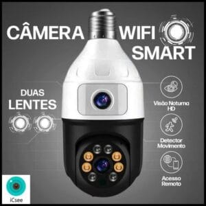Câmera De Segurança Wifi 2 Lentes Dupla Full HD Visão Noturna Microfone Ip App ICSEE Jortan Kits 3