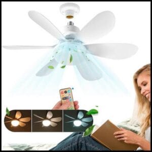 Kit2-4 Ventilador Lâmpada De Teto LED Silencioso, Moderno e com Controle Remoto,6 Hélices, Bivolt,Prática Instalação E27