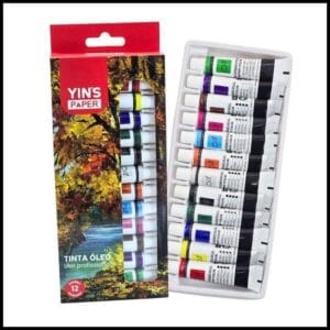 Kit Tinta A Óleo Estojo 12 Cores Bisnaga Alta Qualidade Para Pintura Artística