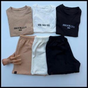 kit 3 conjunto feminino short feminino de moletom cropped basico conjunto para o dia a dia Conjunto Feminino Moletinho