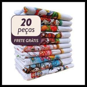 Kit 20 Panos De Prato Estampado Bainha Premium