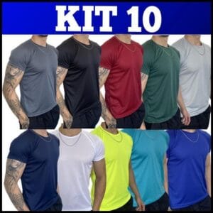 Kit 10 Camisetas Dry Fit Masculina - Casual - Treino - Academia - Esportes - Exercícios - Corrida
