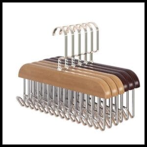 Kit 2 Cabides de Madeira Para Cintos Gravatas Cachecóis Sutiãs Colares Organizador Com 8 Ganchos