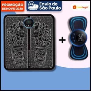 Kit Tapete E Mini Massageador Elétrico Dor Pés E Musculares Tapete Massageador de Pés Elétrico Portátil Recarregável EMS