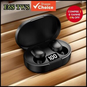 E6S TWS Bluetooth 5.0 Fones De Ouvido Estojo De Carregamento Portátil Sem Fio Ultracompacto Leve