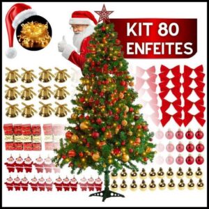 Árvore Natal Pinheiro Premium 150 cm 220 GALHOS Enfeitada Decorada Luxo Kit Completa Enfeites