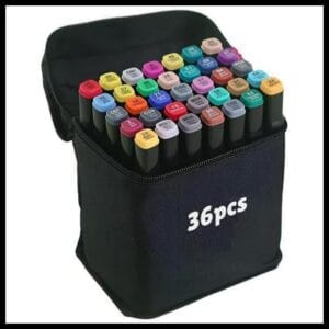 Kit estojo 36 cores - canetinhas marca texto coloridas ponta dupla