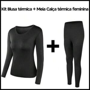 Conjunto de roupa íntima térmica feminina, blusa de manga comprida com gola redonda e leggings, 2 peças, camada de base quente elástica