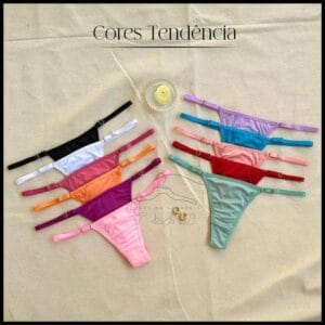 Kit 10 Calcinhas String Fio Dental Regulagem Lateral Lingerie Moda Intima na Promoção