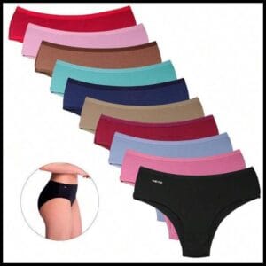 Kit 10 Calcinhas Cintura Alta em Algodão