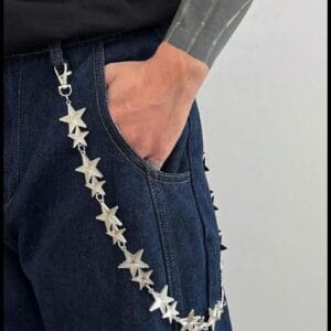 1 Peça Corrente de Cintura Punk Fashion com Estrela, Corrente Corporal Personalizada Masculina, Para Decoração de Calças, Joias de Casal, Presente de Feriado