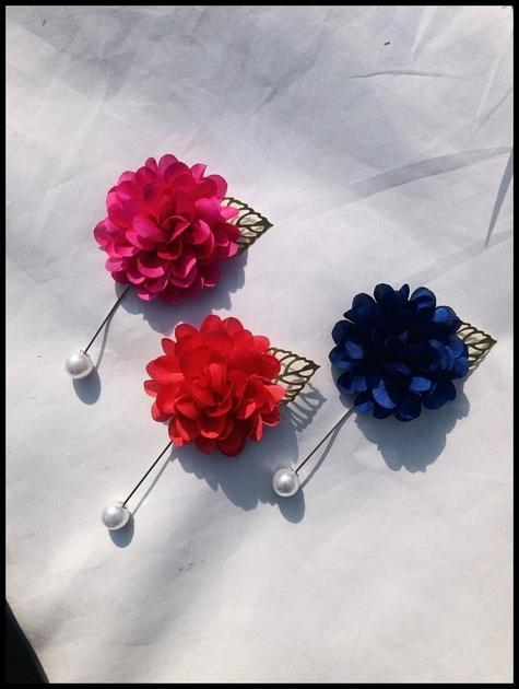 1 Peça Broche Floral Unissex Azul Marinho/Vermelho Rosa/Vermelho Brilhante com Rosas e Lótus