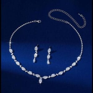 2 peças/Conjunto: Colar e Brincos de Zircônia de Cristal