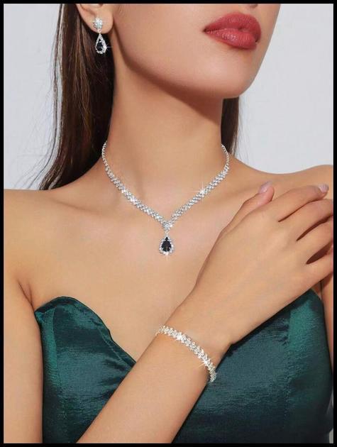 4 Peças Conjunto de Colar com Pingente de Flor, Brincos, Pulseira e Anel