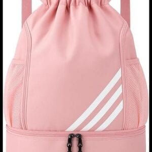 Mochila Esportiva com Cordão Espaçosa Bolsa 4 Bolsos Ideal para Esportes Chuteira Bolas Academia Material Impermeável Separação Roupas Secas e Molhadas Unissex