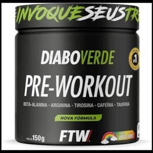FTW Pré-Treino Diabo Verde - Energia Extrema, Força e Foco - Potência Hardcore com Cafeína, Beta-Alanina - Para Treinos Intensos - sabor: Arco Iris - Pote 150g